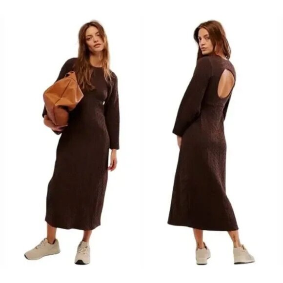 NWT Free People Gabby Seamless Midi Dress Size M/L Coconut Shell $198 - Picture 1 of 9